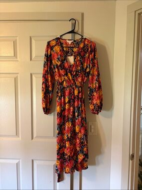 Floral Wrap Midi Dress